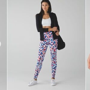 Lululemon Wunder Under Pant Capoeira Multi Geometric Red Blue Sz 6